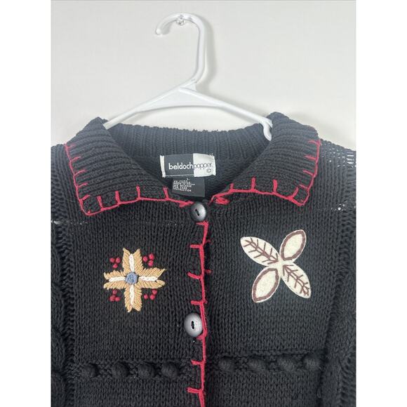 Vtg 1990's Beldoch Popper Sweater Sz Large L Elephants Horses Button Up - Picture 2 of 7